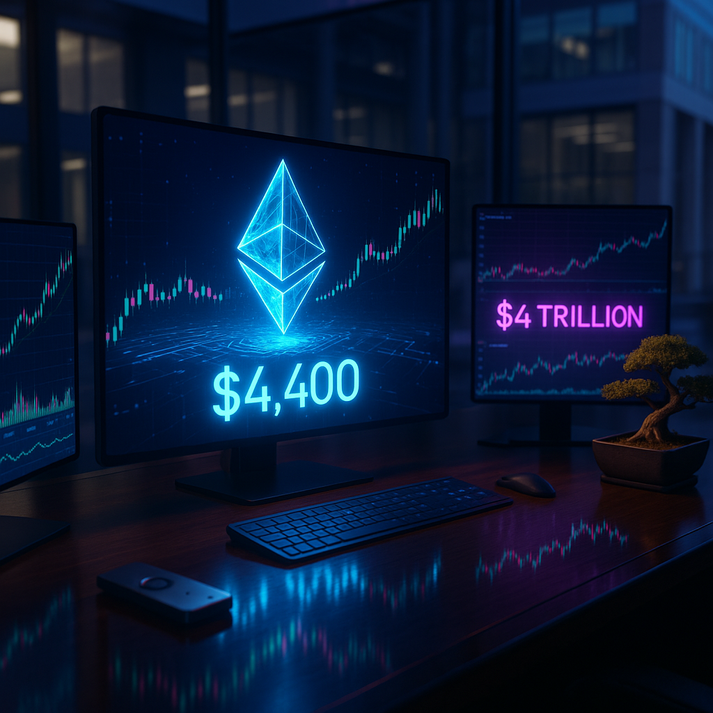 Ethereum Approaches $4,400 as Crypto Market Tops $4 Trillion